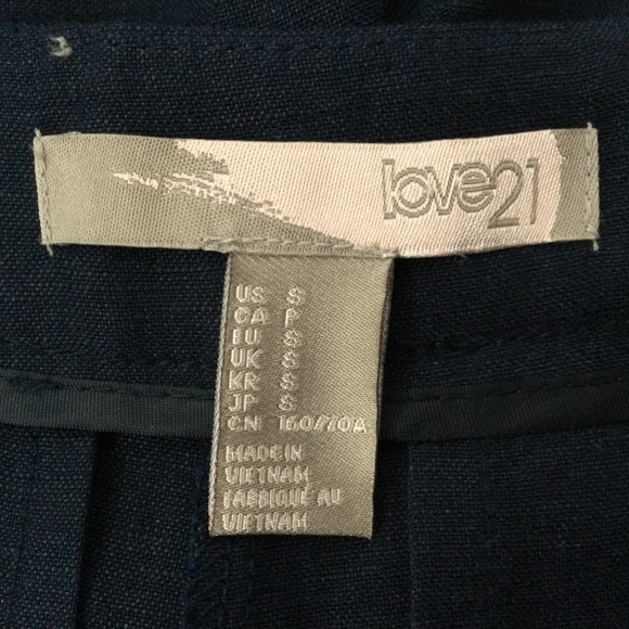 Linen Blend Pants Forever 21 Navy Blue Ankle S - Picture 4 of 6